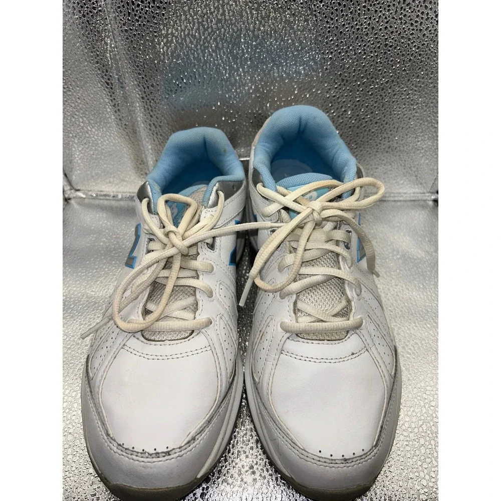 New‎ Balance 409 Womens White Blue Leather Training Shoes WX409WB3 Size 10 B